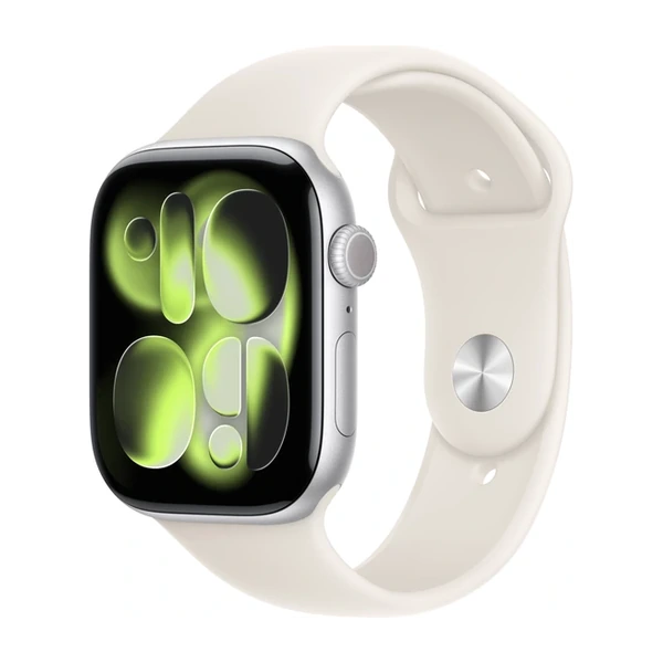 Apple Watch Series 11 42mm Aluminum Case Silver, Sport Band Neon Yellow