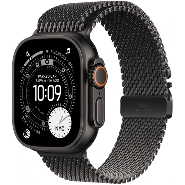 Apple Watch Ultra 3 49mm Black Titanium Case with Black Titanium Milanese Loop