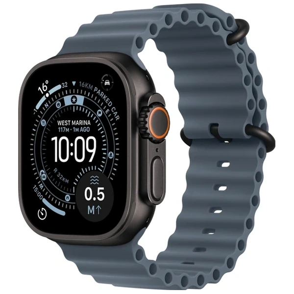 Apple Watch Ultra 3 49mm Black Titanium Case with Anchor Blue Ocean Band