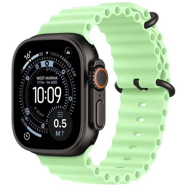 Apple Watch Ultra 3 49mm Black Titanium Case with Neon Green Ocean Band
