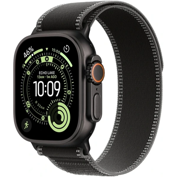 Apple Watch Ultra 3 49mm Black Titanium Case with Black/Charcoal Trail Loop