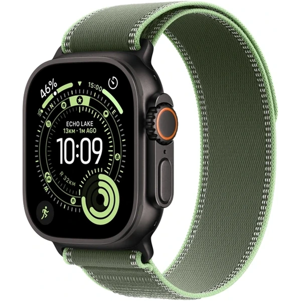 Apple Watch Ultra 3 49mm Black Titanium Case with Green/Neon Trail Loop