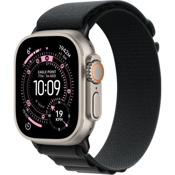 Apple Watch Ultra 3 49mm Natural Titanium Case with Black Alpine Loop