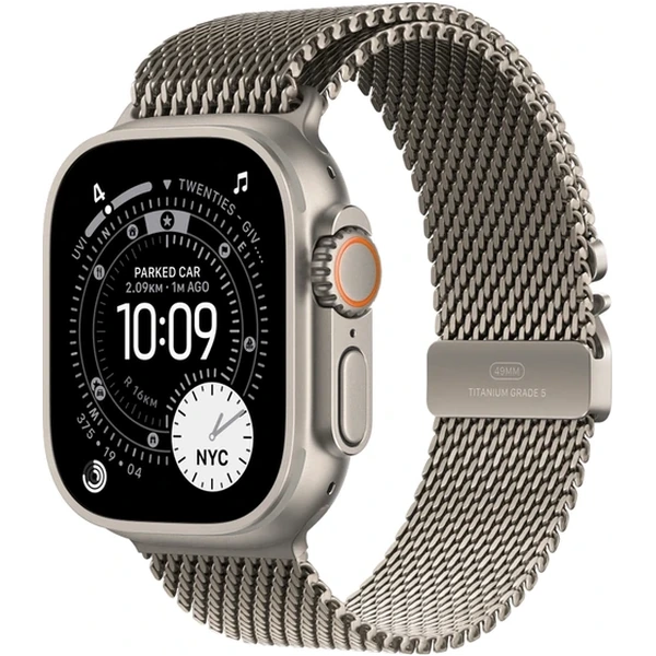 Apple Watch Ultra 3 49mm Natural Titanium Case with Natural Titanium Milanese Loop