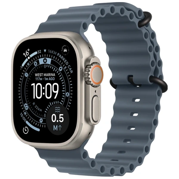 Apple Watch Ultra 3 49mm Natural Titanium Case with Anchor Blue Ocean Band