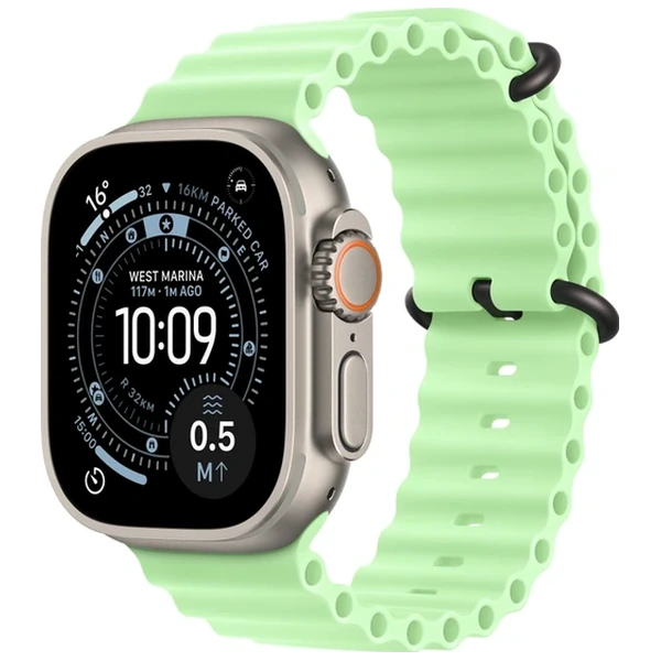 Apple Watch Ultra 3 49mm Natural Titanium Case with Neon Green Ocean Band