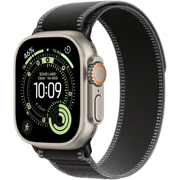 Apple Watch Ultra 3 49mm Natural Titanium Case with Black/Charcoal Trail Loop