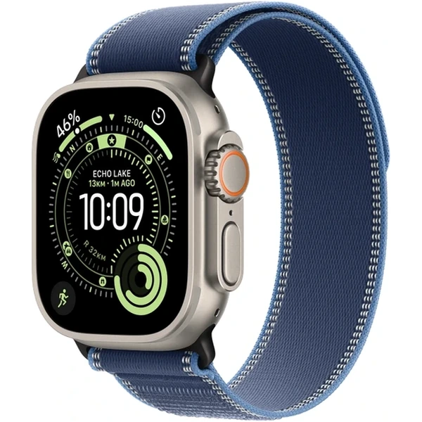 Apple Watch Ultra 3 49mm Natural Titanium Case with Blue/Bright Blue Trail Loop