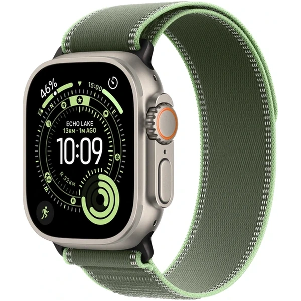 Apple Watch Ultra 3 49mm Natural Titanium Case with Green/Neon Trail Loop