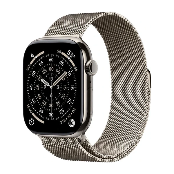 Apple Watch Series 11 42mm Natural Titanium Case, Milanese Loop Natural