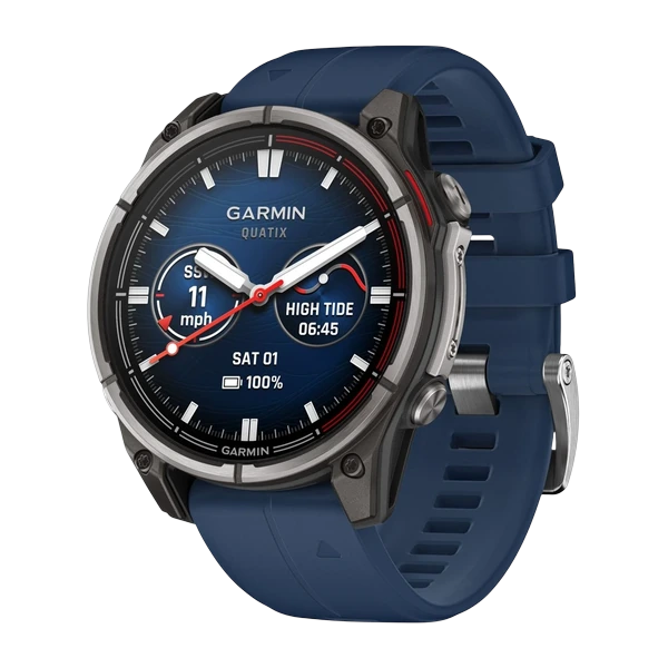 Часы Garmin Quatix 8 AMOLED 47mm Sapphire Titanium / Blue Silicone Band