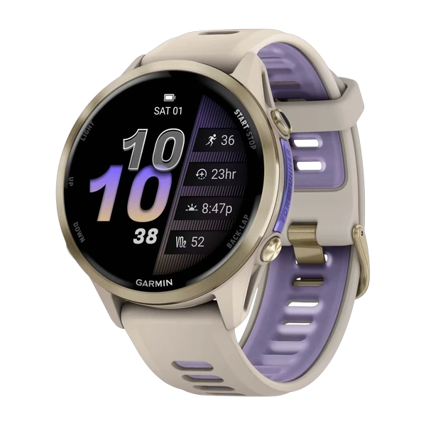 Часы Garmin Forerunner 970 47mm Soft Gold Titanium / French Grey / Translucent Indigo