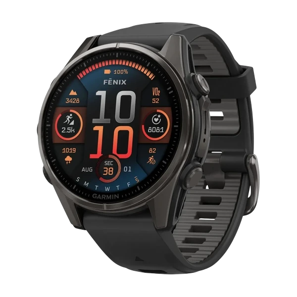Часы Garmin Fenix 8 AMOLED 43mm Sapphire Carbon Gray DLC Titanium Black / Pebble Gray